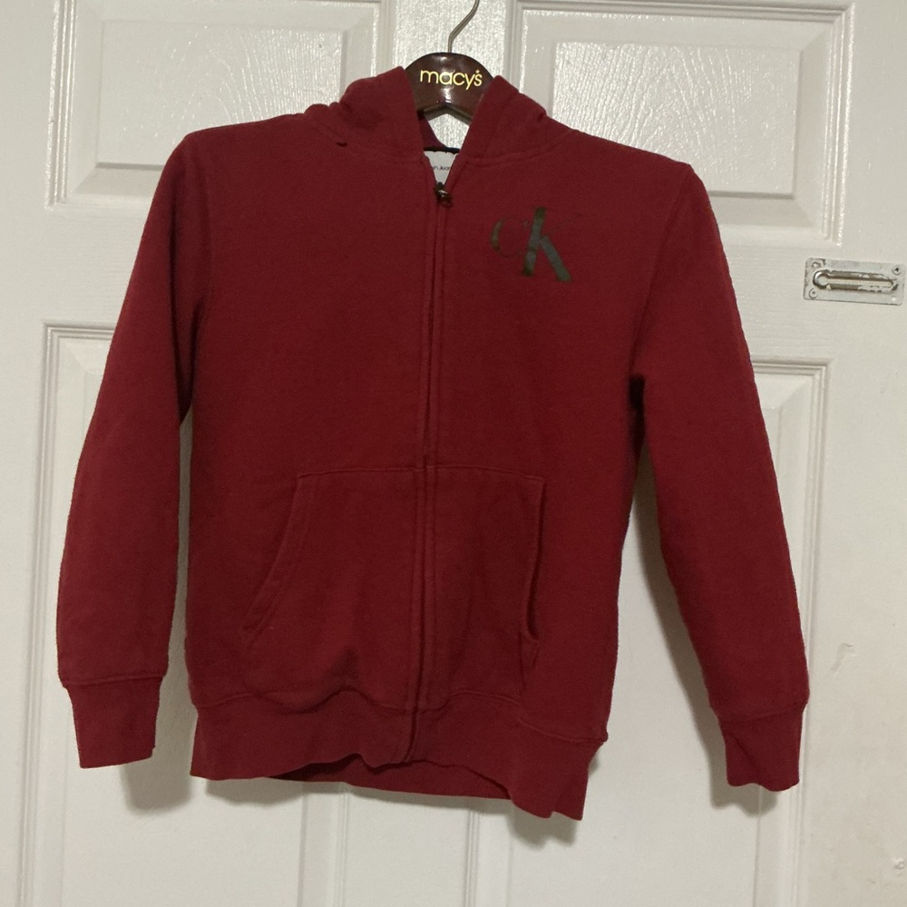 Calvin Klein Jeans Kids Maroon Zip-Up Hoodie